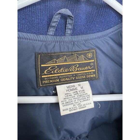 Vintage Eddie Bauer Blue Puffer Zip Vest Outdoor Men’s Size Medium - Picture 12 of 13